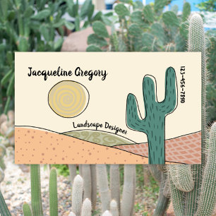 Carte De Visite Custom Retro Desert Cactus Small Business Modèle