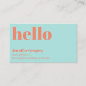 Carte De Visite Custom Retro Modern Hello Fun Simple Turquoise Ora (Devant)