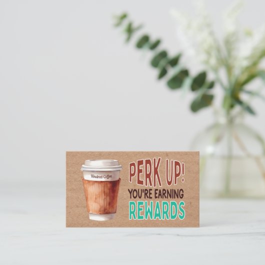 Carte De Visite Custom Rustic Kraft Coffee Loyalty (Debout devant)