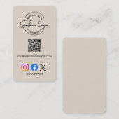 Carte De Visite Custom Salon Logo QR Code Social Media Marketing  (Devant / Derrière)
