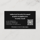 Carte De Visite Custom Security Guard ID Photo Black Badge | Profe (Dos)