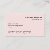 Carte De Visite Custom Simple Minimalist Logo Blush Pink (Dos)