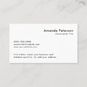 Carte De Visite Custom Simple Minimalist Logo White (Dos)