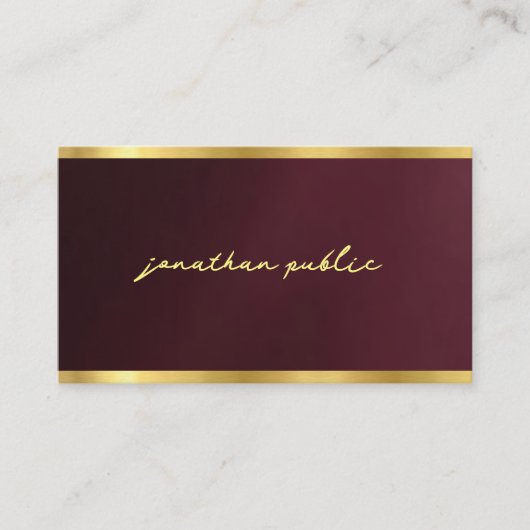 Carte De Visite Custom Sleek Gold Text Calligraphy Script Luxury (Devant)