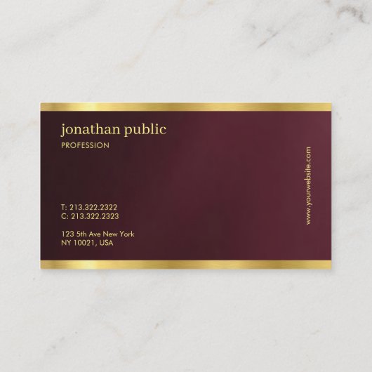 Carte De Visite Custom Sleek Gold Text Calligraphy Script Luxury (Dos)