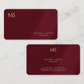 Carte De Visite Custom Stylish Gold Text Monogram Luxurious Silk (Devant / Derrière)