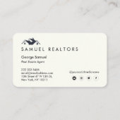 Carte De Visite Custom Stylish Modern Real Estate Home Logo White (Dos)