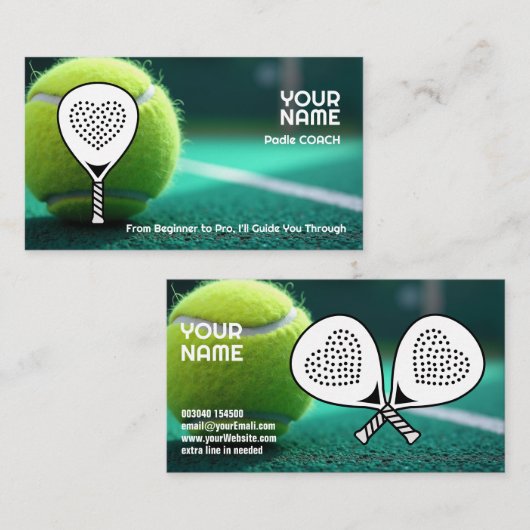 Carte De Visite 🎾Custom text,  Ace Your Game Padel Coach  (Devant / Derrière)