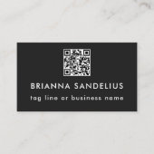 Carte De Visite Custom Text Modern Black QR Code Professional (Devant)