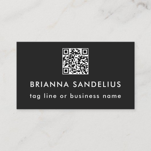 Carte De Visite Custom Text Modern Black QR Code Professional (Devant)
