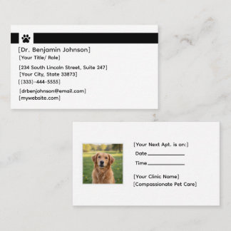 Carte De Visite Custom Veterinary Appointment Card | Photo & Logo