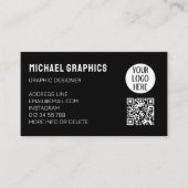 Carte De Visite Customisez le logo de votre entreprise Black White (Devant)