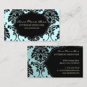 Carte De Visite Customisez votre arrière - plan, Damas noir et bla (Devant / Derrière)