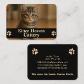 Carte De Visite Customizable Business Card for Cattery  (Devant / Derrière)
