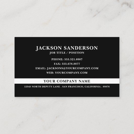 Carte De Visite Customizable Logo Professional Simple Black (Dos)