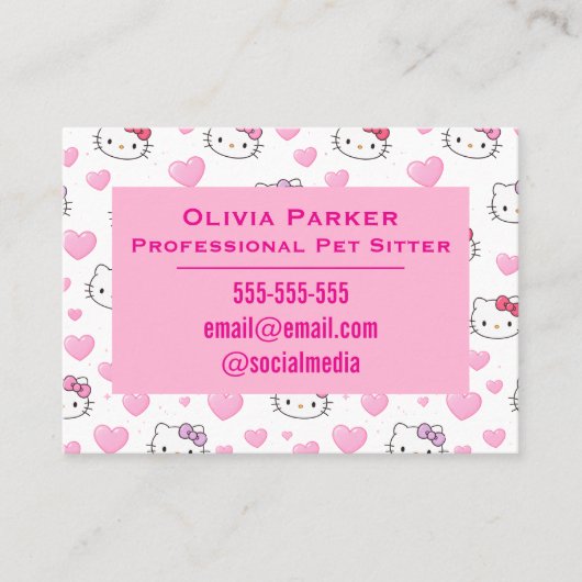 Carte De Visite Customizable Pink Business Card for Pet Sitter (Devant)