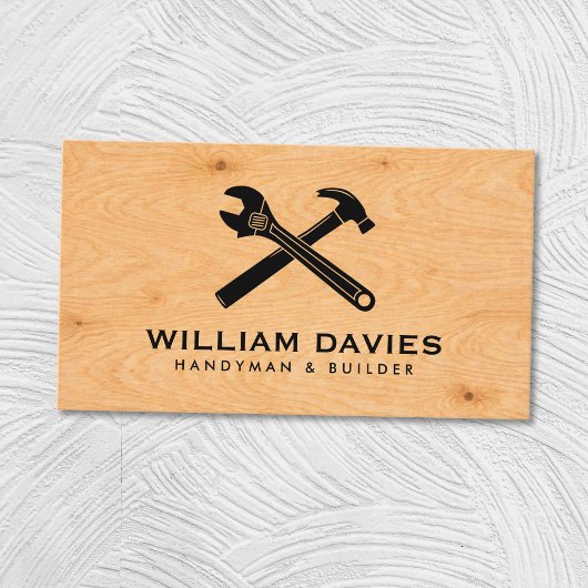 Carte De Visite Customize Your Logo | Handyman Plywood Texture