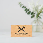 Carte De Visite Customize Your Logo | Handyman Plywood Texture (Debout devant)