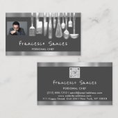 Carte De Visite CustomPhoto QRCode Personal Chef CuisineRestaurant (Devant / Derrière)