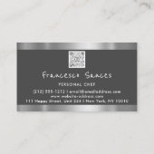 Carte De Visite CustomPhoto QRCode Personal Chef CuisineRestaurant (Dos)