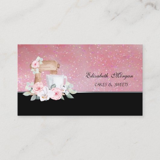 Carte De Visite Cute Adorable Mixer Fleurs boulangerie (Devant)