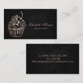 Carte De Visite Cute adorable, Parties scintillant Cupcake, Noir,  (Devant / Derrière)
