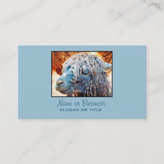 Carte De Visite Cute Alpaca bébé en bleu (Devant)