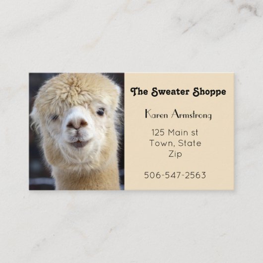 Carte De Visite Cute Alpaca face (Devant)