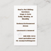 Carte De Visite Cute animal assis Chien assis Chat Code QR (Dos)