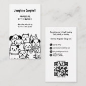 Carte De Visite Cute Animal Sitter Vétérinaire QR Code noir (Devant / Derrière)