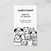 Carte De Visite Cute Animal Sitter Vétérinaire QR Code noir (Devant)