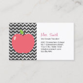 Carte De Visite Cute Apple & Chalkboard Chevron Stripes Enseignant (Devant)