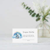 Carte De Visite Cute Aquarelle Bleu Teddy Ours Raffin (Debout devant)