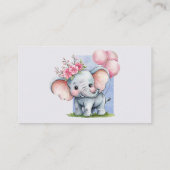 Carte De Visite Cute Aquarelle Elephant Rose floral Diaper Raffin (Dos)