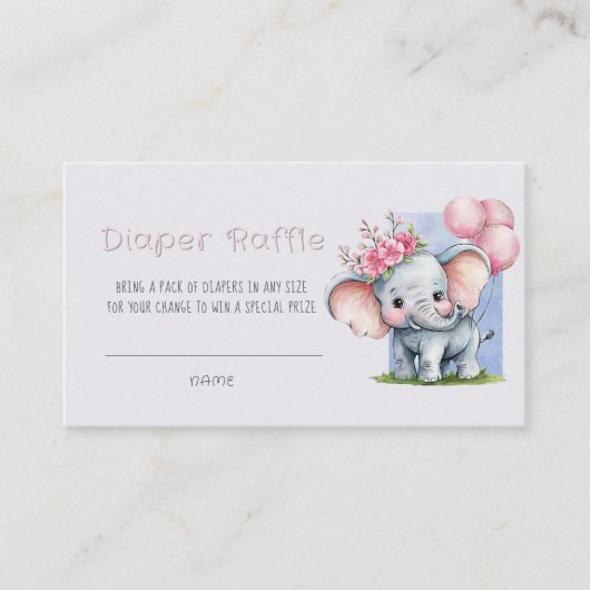 Carte De Visite Cute Aquarelle Elephant Rose floral Diaper Raffin (Devant)