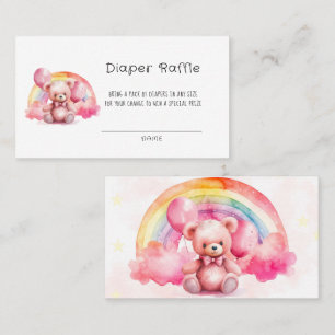 Carte De Visite Cute Aquarelle rose Teddy Ours Raffin