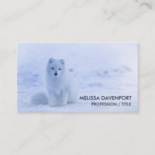 Carte De Visite Cute Arctic Fox sur Snowy Winter Arrière - plan