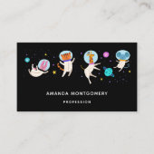 Carte De Visite Cute astronaute Animaux flottant dans l'espace (Devant)