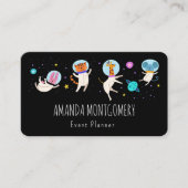 Carte De Visite Cute astronaute Animaux flottant dans l'espace (Devant)