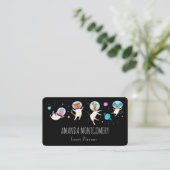 Carte De Visite Cute astronaute Animaux flottant dans l'espace (Debout devant)