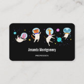Carte De Visite Cute astronaute Animaux flottant dans l'espace (Devant)