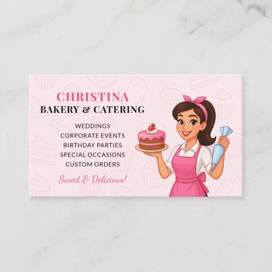 Carte De Visite Cute Bakery & Catering Business Card (Devant)