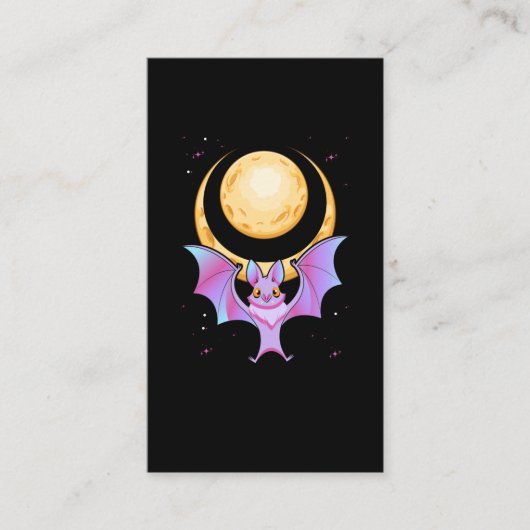 Carte De Visite Cute Bat Crescent Pastel Goth Moon Kawaii (Devant)