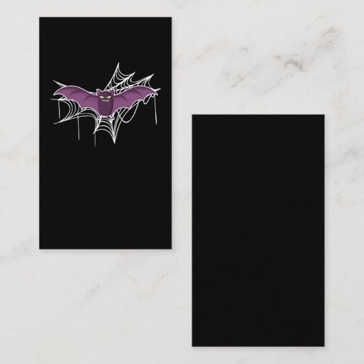 Carte De Visite Cute Bat Lover Cobweb Halloween (Devant / Derrière)