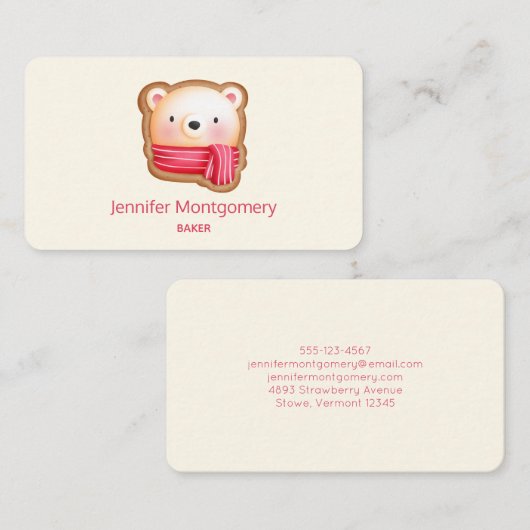 Carte De Visite Cute Bear Face (Devant / Derrière)