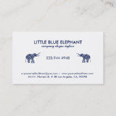 Carte De Visite Cute Blue Elephant Blanc Feuilles Botaniques (Dos)