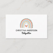 Carte De Visite Cute Boho Rainbow Pastel Heart Babysitter (Devant)