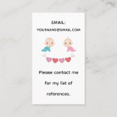 Carte De Visite Cute Boho Rainbow Rubber Duckie Babysitter (Dos)