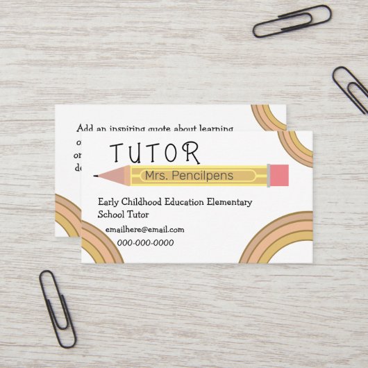 Carte De Visite Cute Boho Rainbows Tuteur (Devant/Arrière en situation)