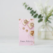 Carte De Visite Cute Bokeh et Rose Gold Sequin Event Planner Busi (Debout devant)